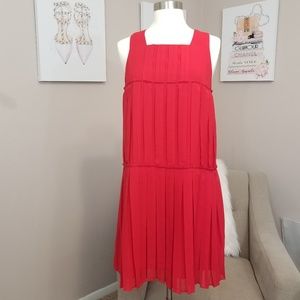 NWT LOFT Red Pleated Dress Size 4